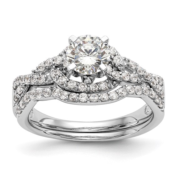 14k White Gold Criss-Cross Peg Set 1/3 carat Diamond Semi-mount Engagement Ring