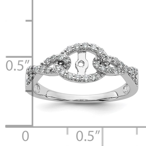 14k White Gold Criss-Cross Peg Set 1/3 carat Diamond Semi-mount Engagement Ring