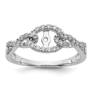 14k White Gold Criss-Cross Peg Set 1/3 carat Diamond Semi-mount Engagement Ring