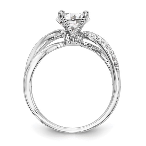 14k White Gold Criss-Cross Peg Set Engagement Ring Mounting