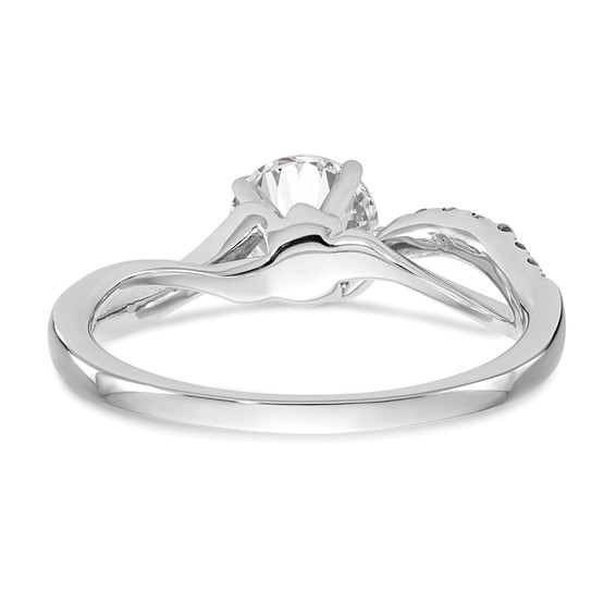 14k White Gold Criss-Cross Peg Set Engagement Ring Mounting