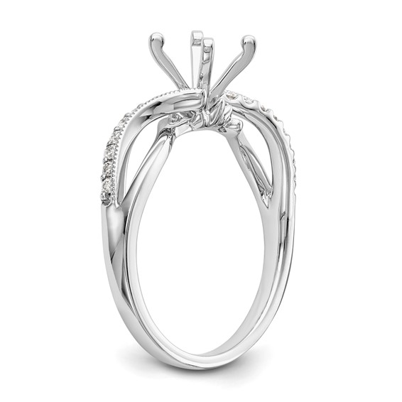 14k White Gold Criss-Cross Peg Set Engagement Ring Mounting