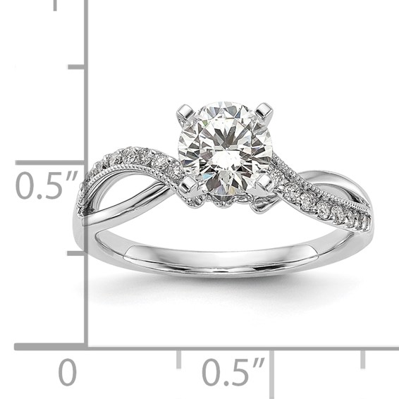 14k White Gold Criss-Cross Peg Set Engagement Ring Mounting