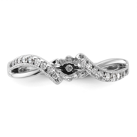 Peg Set Diamond Semi-mount Criss-Cross Engagement Rings