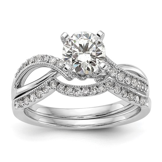 Peg Set Diamond Semi-mount Criss-Cross Engagement Rings