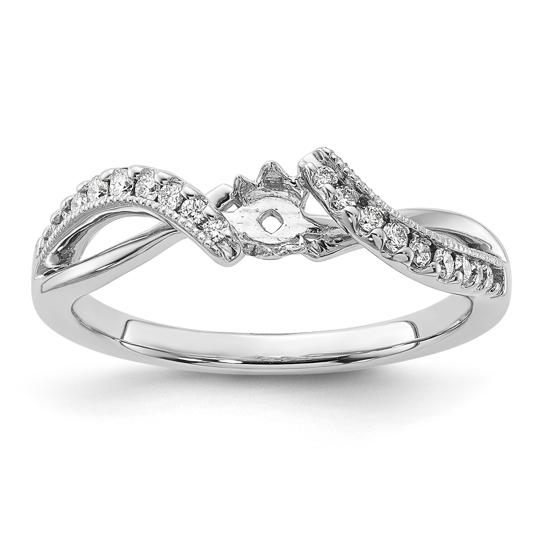 14k White Gold 1/6 carat Lab Grown Diamond VS/SI+ G+ Semi Mount Peg Set Engagment Ring (RM2563E-016-WLG)