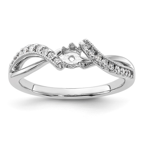 14K White Gold 0.17 Carat Lab Grown Diamond VS SI+ G+ Semi Mount Peg Set Engagment Ring