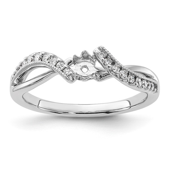 Peg Set Diamond Semi-mount Criss-Cross Engagement Rings