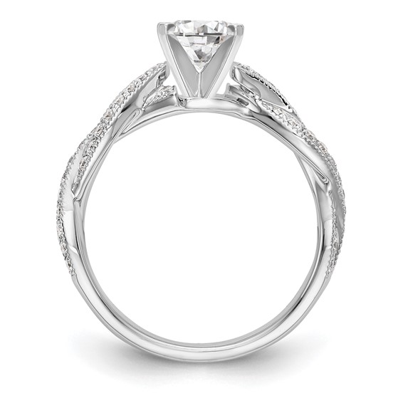 14k White Gold Criss-Cross Peg Set Engagement Ring Mounting