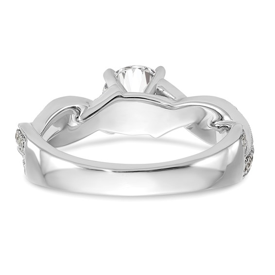 14k White Gold Criss-Cross Peg Set Engagement Ring Mounting