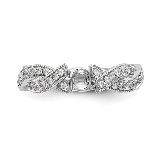 Peg Set Diamond Semi-mount Criss-Cross Engagement Rings