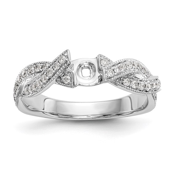 Peg Set Diamond Semi-mount Criss-Cross Engagement Rings