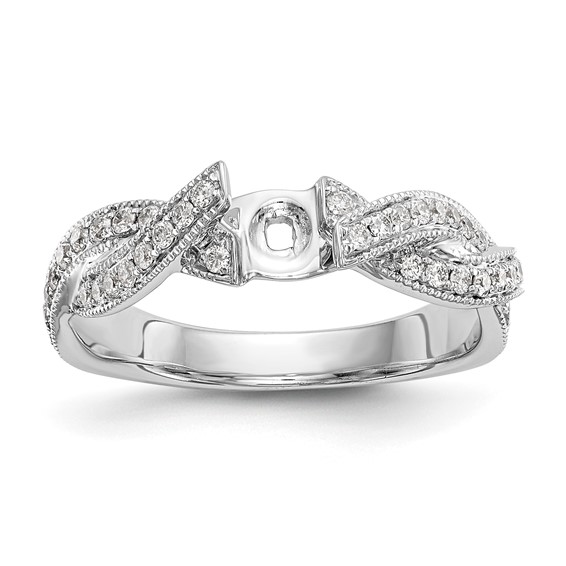 Peg Set Diamond Semi-mount Criss-Cross Engagement Rings