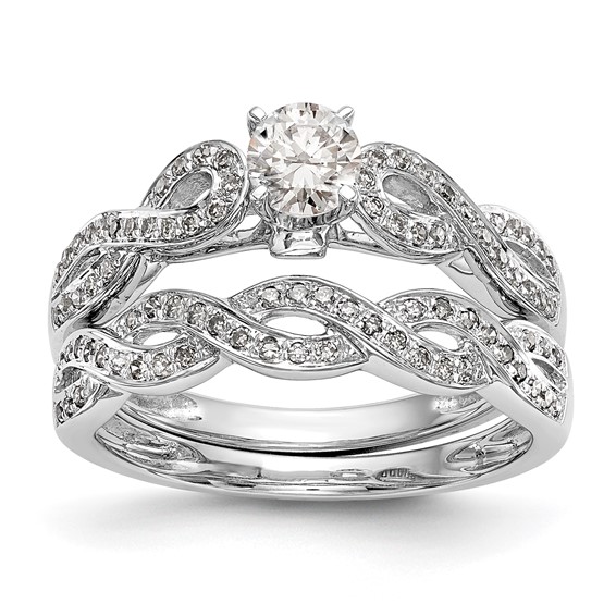 Peg Set Diamond Semi-mount Criss-Cross Engagement Rings
