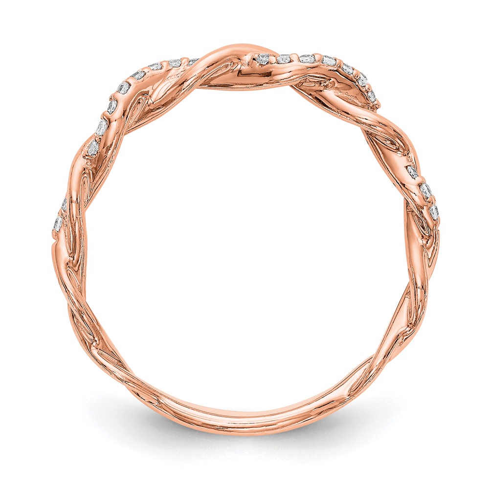 14k Rose Gold 1/8 carat Lab Grown Diamond VS/SI+ G+ Complete Criss Cross Wedding Band (RM2576B-012-RLG)