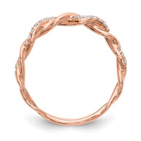 14K Rose Gold 0.12 Carat Lab Grown Diamond VS SI+ G+ Complete Criss Cross Wedding Band view 3