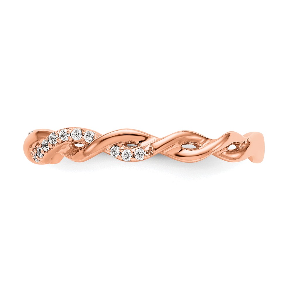 14k Rose Gold 1/8 carat Lab Grown Diamond VS/SI+ G+ Complete Criss Cross Wedding Band (RM2576B-012-RLG)