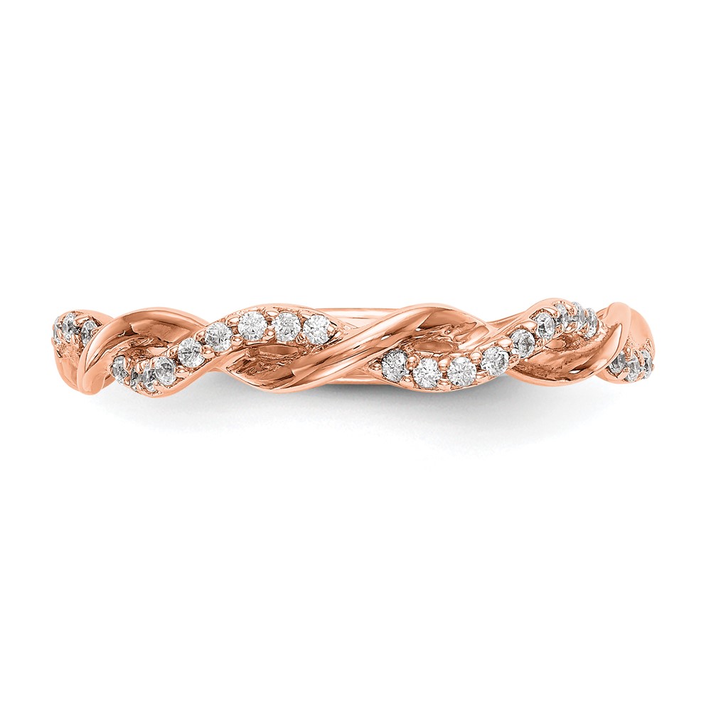 14k Rose Gold 1/8 carat Lab Grown Diamond VS/SI+ G+ Complete Criss Cross Wedding Band (RM2576B-012-RLG)