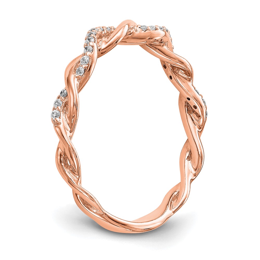 14k Rose Gold 1/8 carat Lab Grown Diamond VS/SI+ G+ Complete Criss Cross Wedding Band (RM2576B-012-RLG)