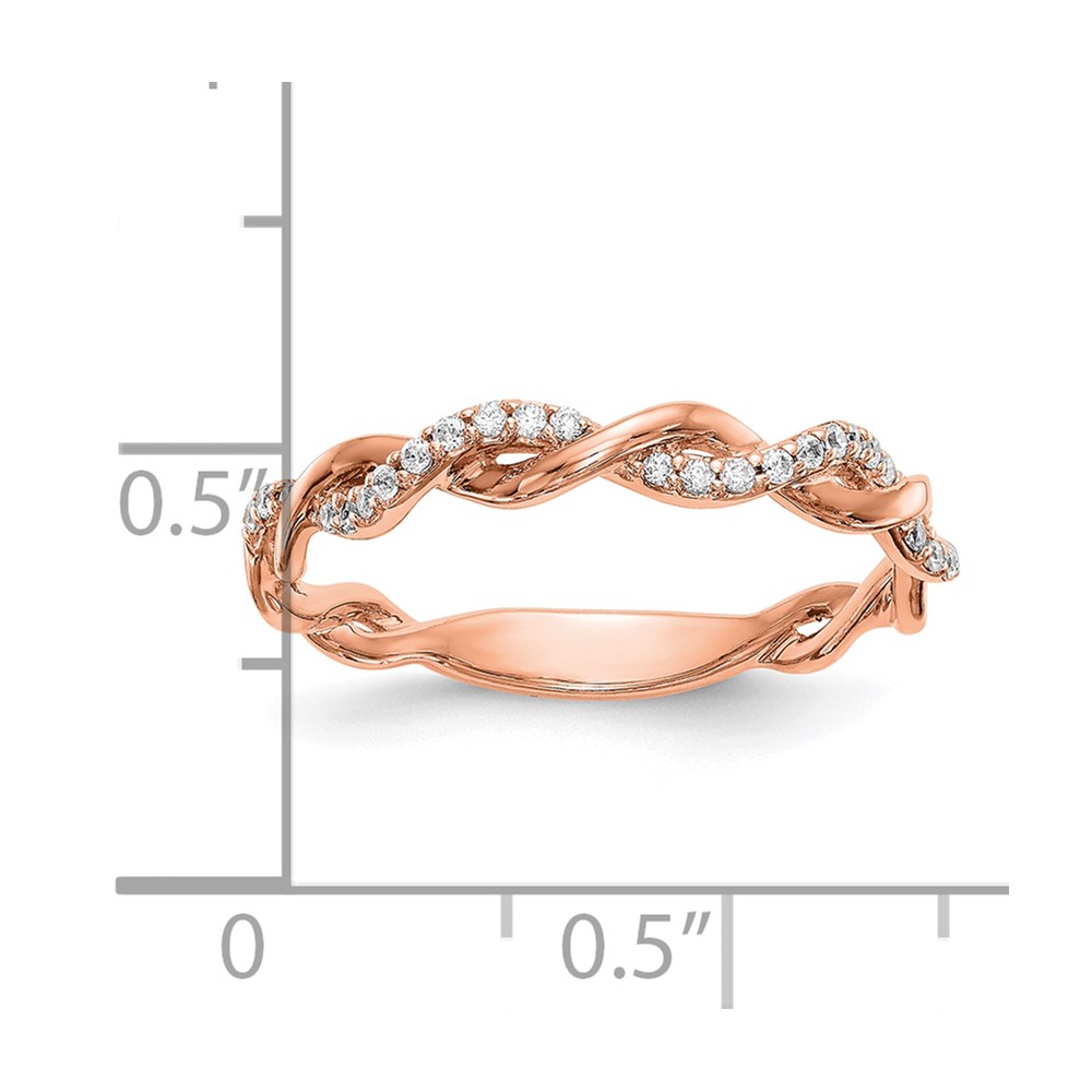 14k Rose Gold 1/8 carat Lab Grown Diamond VS/SI+ G+ Complete Criss Cross Wedding Band (RM2576B-012-RLG)