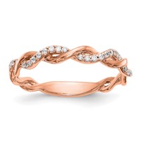 14K Rose Gold 0.12 Carat Lab Grown Diamond VS SI+ G+ Complete Criss Cross Wedding Band view 1