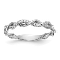 14K White Gold 0.12 Carat Lab Grown Diamond VS SI+ G+ Complete Criss Cross Wedding Band view 1