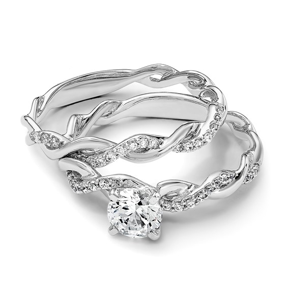 Peg Set Diamond Semi-mount Criss-Cross Engagement Rings