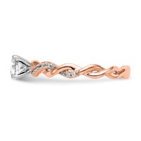 14K Rose Gold 0.10 Carat Lab Grown Diamond VS SI+ G+ Semi Mount Peg Set Criss Cross Engagement Ring view 4