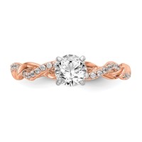 14K Rose Gold 0.10 Carat Lab Grown Diamond VS SI+ G+ Semi Mount Peg Set Criss Cross Engagement Ring view 5