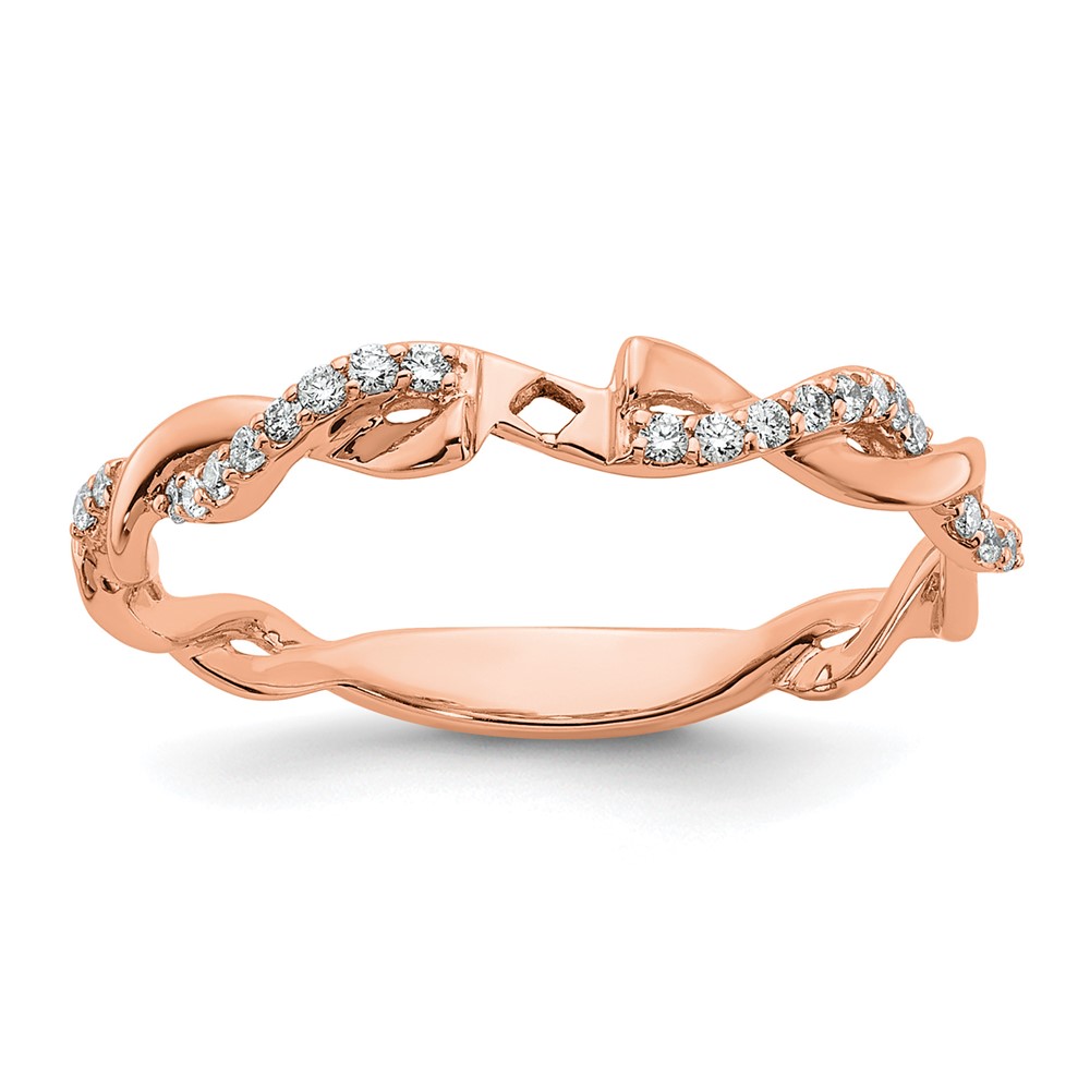 14K Rose Gold 0.10 Carat Lab Grown Diamond VS SI+ G+ Semi Mount Peg Set Criss Cross Engagement Ring