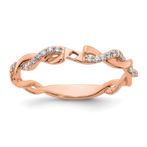 14K Rose Gold 0.10 Carat Lab Grown Diamond VS SI+ G+ Semi Mount Peg Set Criss Cross Engagement Ring