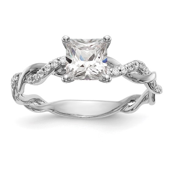 Peg Set Diamond Semi-mount Criss-Cross Engagement Rings