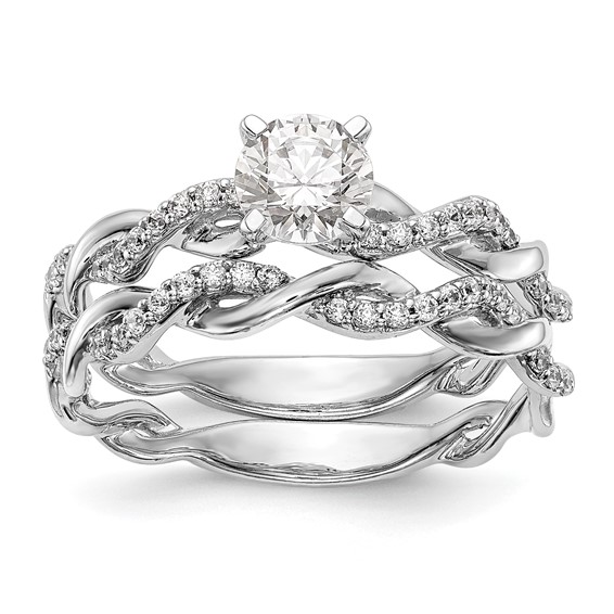 Peg Set Diamond Semi-mount Criss-Cross Engagement Rings