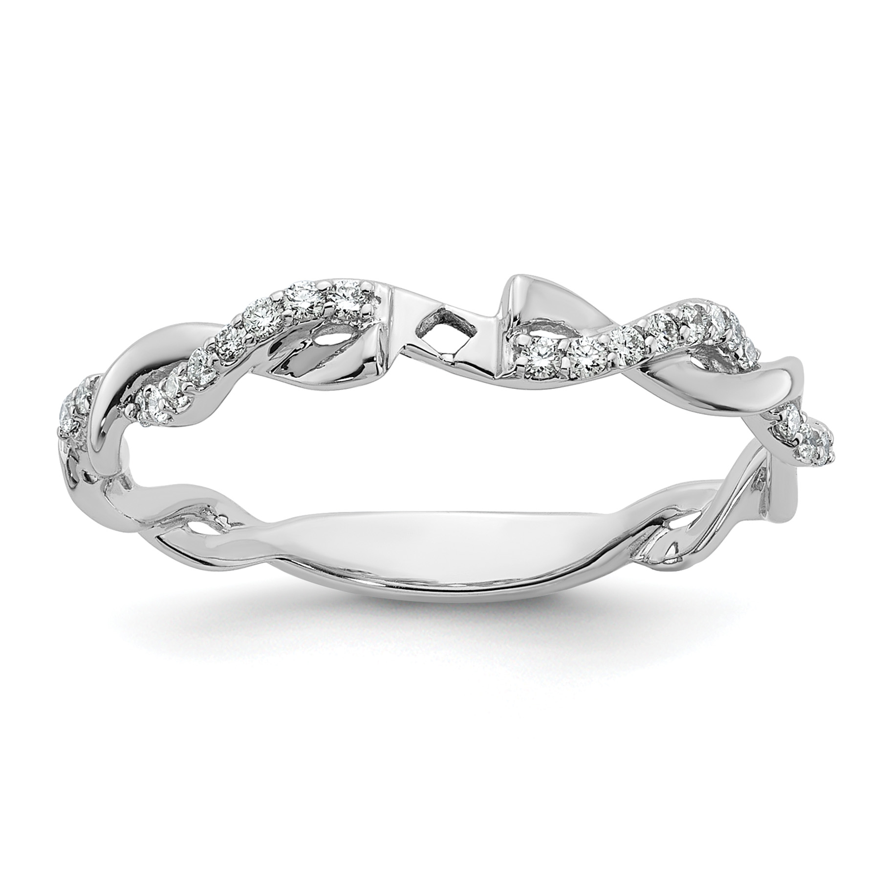 14k White Gold 1/10 carat Lab Grown Diamond VS/SI+ G+ Semi Mount Peg Set Criss Cross Engagement Ring (RM2576E-011-WLG)