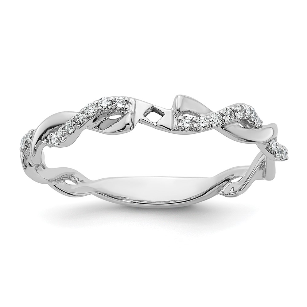 14k White Gold 1/10 carat Lab Grown Diamond VS/SI+ G+ Semi Mount Peg Set Criss Cross Engagement Ring (RM2576E-011-WLG)