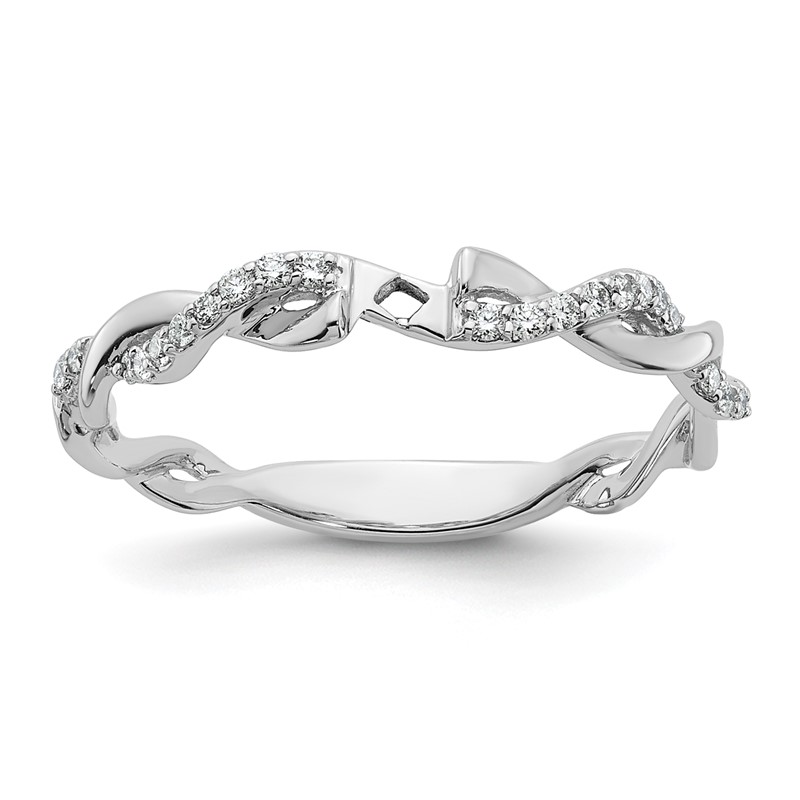 14k White Gold 1/10 carat Lab Grown Diamond VS/SI+ G+ Semi Mount Peg Set Criss Cross Engagement Ring