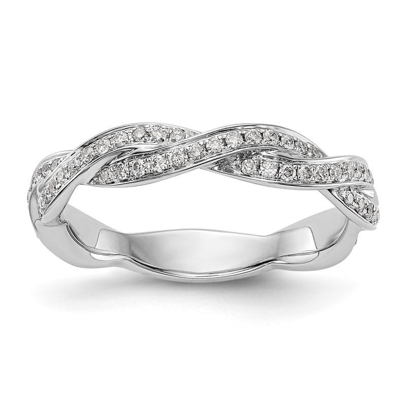 14k White Gold 3/8 carat Lab Grown Diamond VS/SI+ G+ Complete Criss Cross Wedding Band