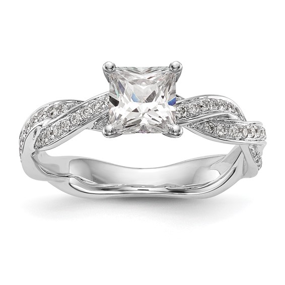 Peg Set Diamond Semi-mount Criss-Cross Engagement Rings