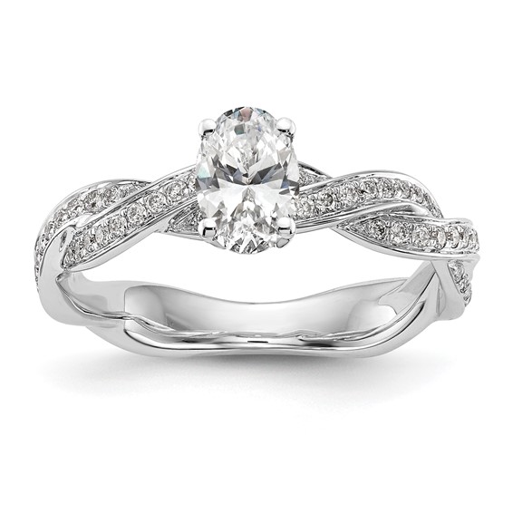 Peg Set Diamond Semi-mount Criss-Cross Engagement Rings