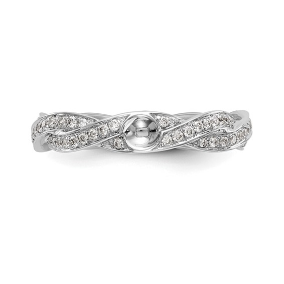 Peg Set Diamond Semi-mount Criss-Cross Engagement Rings