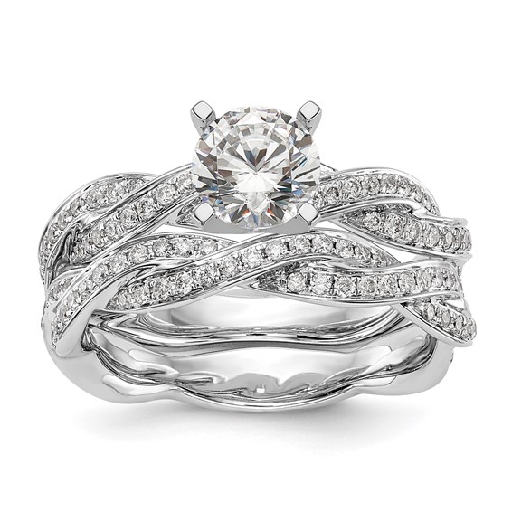 Peg Set Diamond Semi-mount Criss-Cross Engagement Rings
