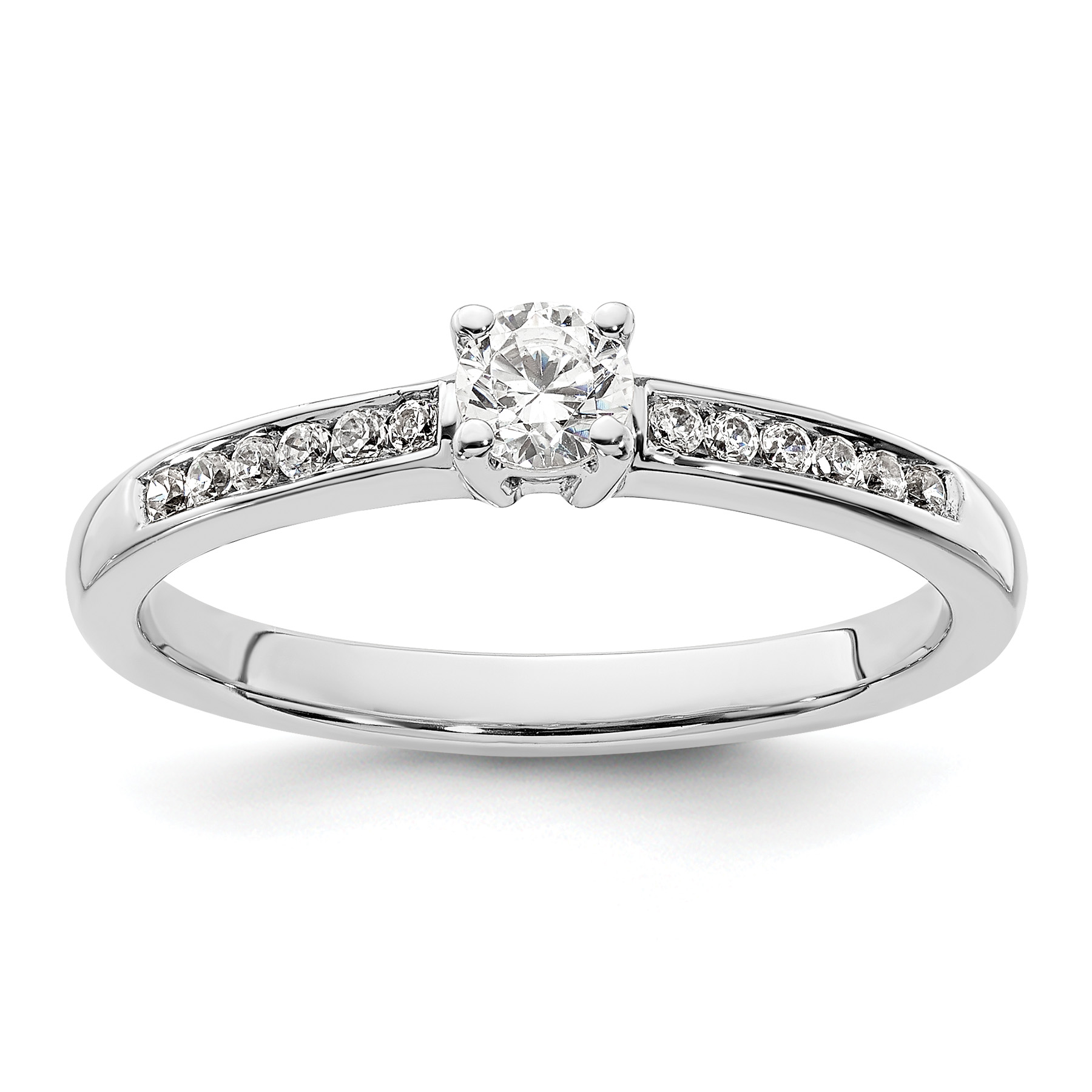14k White Gold 1/3 carat Lab Grown Diamond VS/SI+ G+ Round Complete Channel Set Shared Prong Engagement Ring (RM2578E-020-7CWLG)