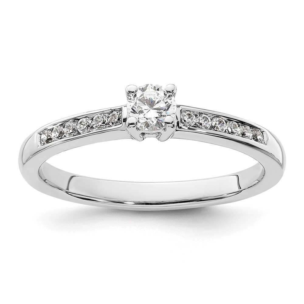 14k White Gold 1/3 carat Lab Grown Diamond VS/SI+ G+ Round Complete Channel Set Shared Prong Engagement Ring (RM2578E-020-7CWLG)