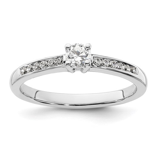 14K White Gold 0.33 Carat Lab Grown Diamond VS SI+ G+ Round Complete Channel Set Shared Prong Engagement Ring