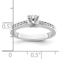 14K White Gold 0.75 Carat Lab Grown Diamond VS SI+ G+ Round Complete Channel Set Shared Prong Engagement Ring view 3