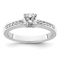 14K White Gold 0.75 Carat Lab Grown Diamond VS SI+ G+ Round Complete Channel Set Shared Prong Engagement Ring view 1