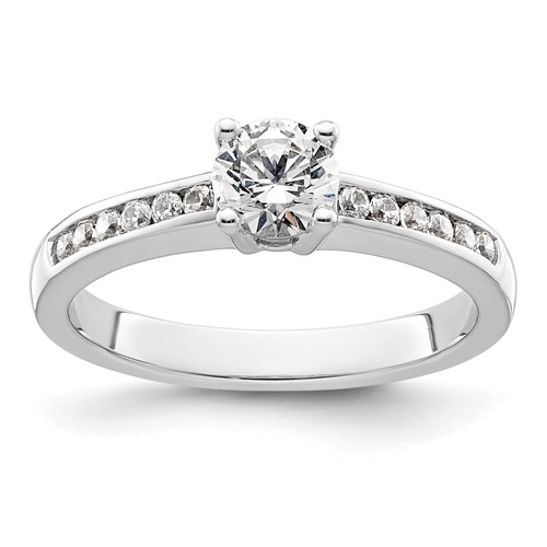 14K White Gold 0.75 Carat Lab Grown Diamond VS SI+ G+ Round Complete Channel Set Shared Prong Engagement Ring