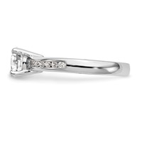 14K White Gold 0.25 Carat Lab Grown Diamond VS SI+ G+ 1 Carat Center Round Semi Mount Channel Set Shared Prong Engagement Ring view 3