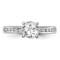 14K White Gold 0.25 Carat Lab Grown Diamond VS SI+ G+ 1 Carat Center Round Semi Mount Channel Set Shared Prong Engagement Ring view 5