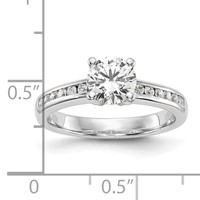 14K White Gold 0.25 Carat Lab Grown Diamond VS SI+ G+ 1 Carat Center Round Semi Mount Channel Set Shared Prong Engagement Ring view 4